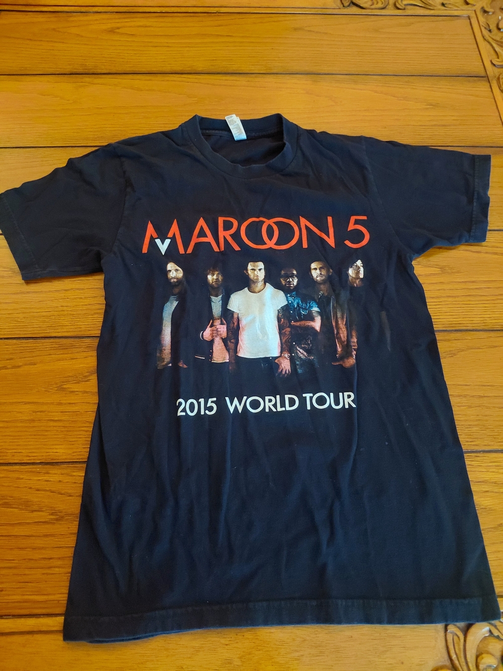 American Apparel Black Maroon 5 2015 World Tour Graphic Tee